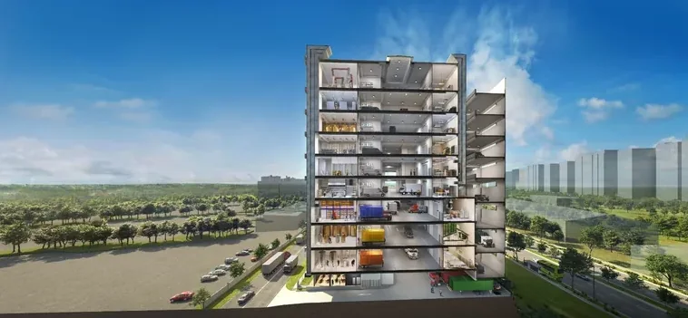 Cutaway of CT FoodNEX showing production modules across ten storeys
